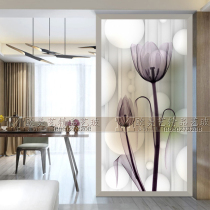 Living room art glass screen Indoor partition frosted translucent small apartment entrance Kitchen aisle Tulip