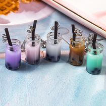 Creative fun imitation pearl milk tea earrings new s925 silver needle hypoallergenic exaggerated long glass bottle earrings female