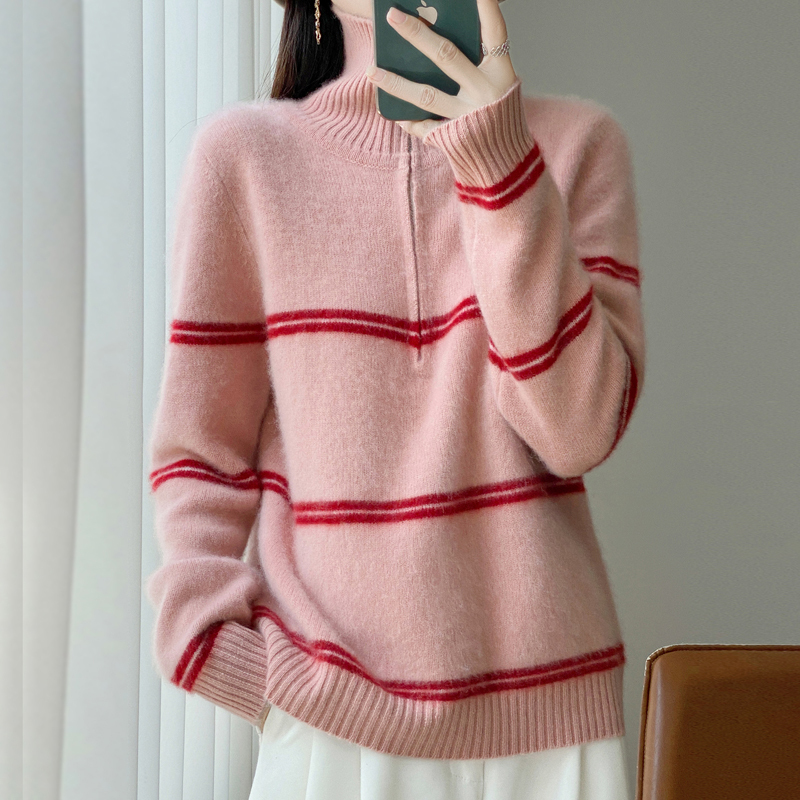 100% Pure Wool 2026 Autumn and Winter New Women's Loose Half-Zip Pullover Sweater 100% Pure Wool 2026 Autumn and Winter New Women's Loose Half-Zip Pullover Sweater