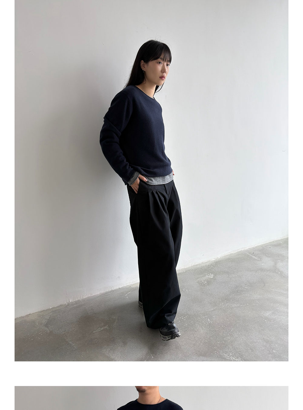 Anniehall 100% Wool Rolled-Edge Sweater