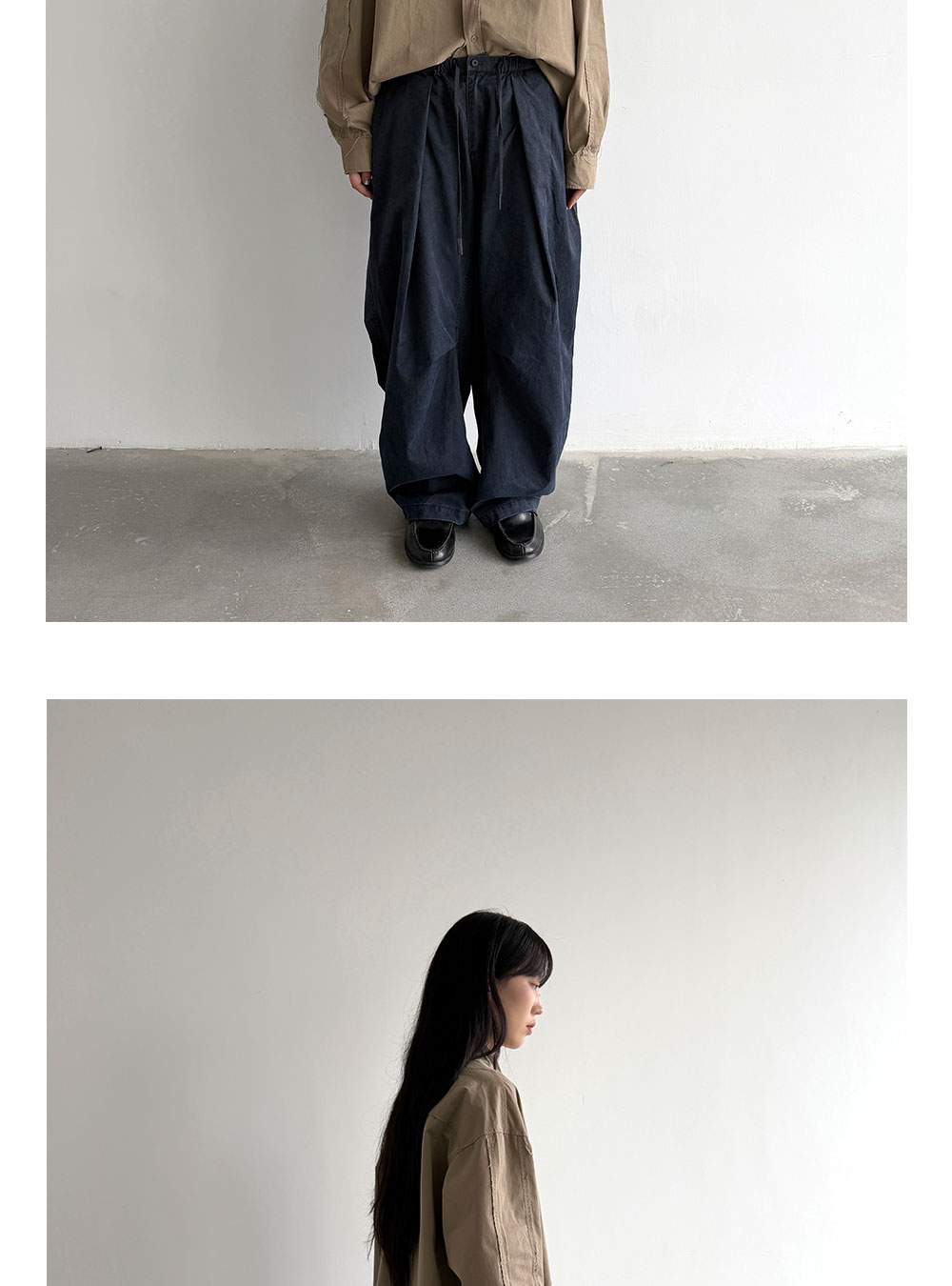 Anniehall Vintage Garment-Dyed Wide-Leg Pants