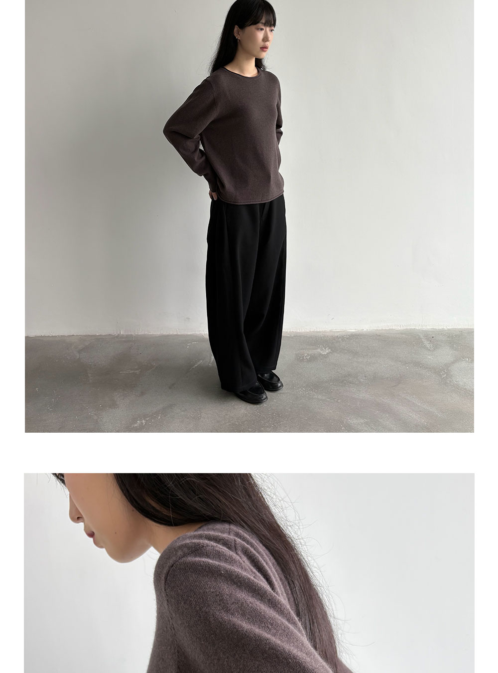 Anniehall 100% Wool Rolled-Edge Sweater
