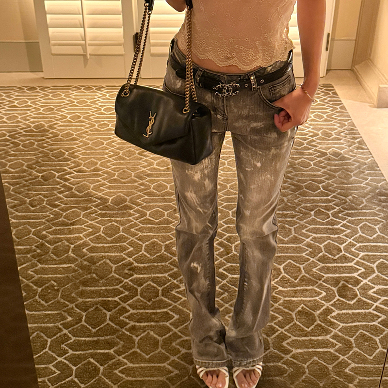 Beautiful Girl Rosie Heavy-Duty Painted Hand-Sewn Sequin Gradient Hot Girl Retro Millennium Straight-Leg Jeans Beautiful Girl Rosie Heavy-Duty Painted Hand-Sewn Sequin Gradient Hot Girl Retro Millennium Straight-Leg Jeans