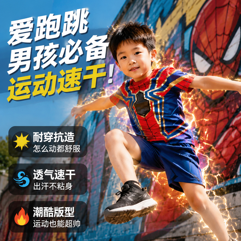 Authentic Disney Children's Clothing Collaboration Set Spider-Man Outfit Short-Sleeve T-Shirt Iron Man Children's Boys' Summer Costume Authentic Disney Children's Clothing Collaboration Set Spider-Man Outfit Short-Sleeve T-Shirt Iron Man Children's Boys' Summer Costume