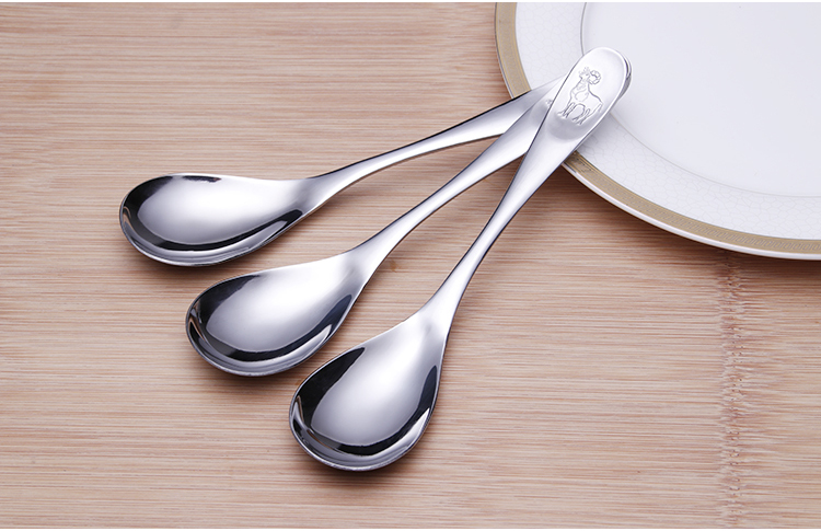 12 Cung Hoàng Đạo Thép Không Gỉ Muỗng Dày Trẻ Em của Súp Muỗng Nhỏ Hàn Quốc Gạo Spoon Bộ Đồ Ăn Thìa Muỗng Sáng Tạo