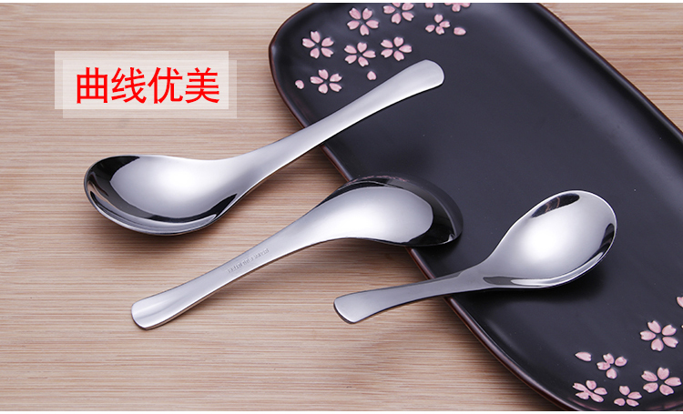 Muỗng thép không gỉ sáng tạo dài xử lý muỗng trẻ em bộ đồ ăn muỗng sâu muỗng cơm - Đồ ăn tối đĩa nhựa dùng 1 lần