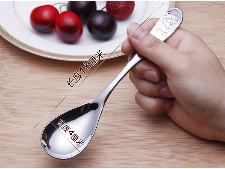 12 Cung Hoàng Đạo Thép Không Gỉ Muỗng Dày Trẻ Em của Súp Muỗng Nhỏ Hàn Quốc Gạo Spoon Bộ Đồ Ăn Thìa Muỗng Sáng Tạo