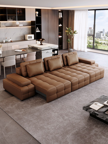 劳伦斯电动沙发功能真皮沙发可调节伸缩直排双三人位可躺可睡新款