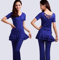 Summer new square dance costume suit short-sleeved long-sleeved trousers adult female Latin practice performance dance dance suit