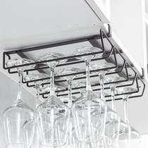 Euromoisturizing cabinet Lower hanging red wine glass hanging rack drain 4-row hook rack Champagne Cup high-footed cup containing shelf