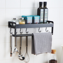 Ou Runzhe kitchen non-hole wall rack black seasoning rack towel storage rack storage hook rack