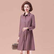 Одежда для дам 妈妈秋装外套中长款洋气宽松上衣40岁50中老年女时尚纯色风衣薄款