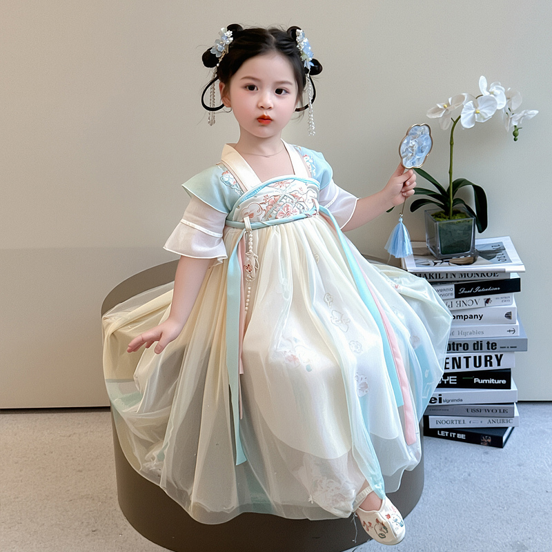 Girls' Hanfu Dress Summer Outfit 2026 New Style Children's Fashionable Fairy-Like Ancient Costume Thin Skirt Girls' Hanfu Dress Summer Outfit 2026 New Style Children's Fashionable Fairy-Like Ancient Costume Thin Skirt