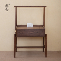 Three-house bed head cabinet original innovative Chinese black walnuts solid wood simple locker master bedroom side cabinet living-room side a few D4
