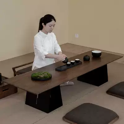 Sanhe tea table tea ceremony table black walnut solid wood Japanese Zen and room tatami kung fu tea table tea table D4