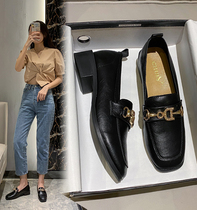 Small leather shoes womens British style 2020 autumn and winter new medium heel leather loafers womens shoes soft leather work shoes single shoes