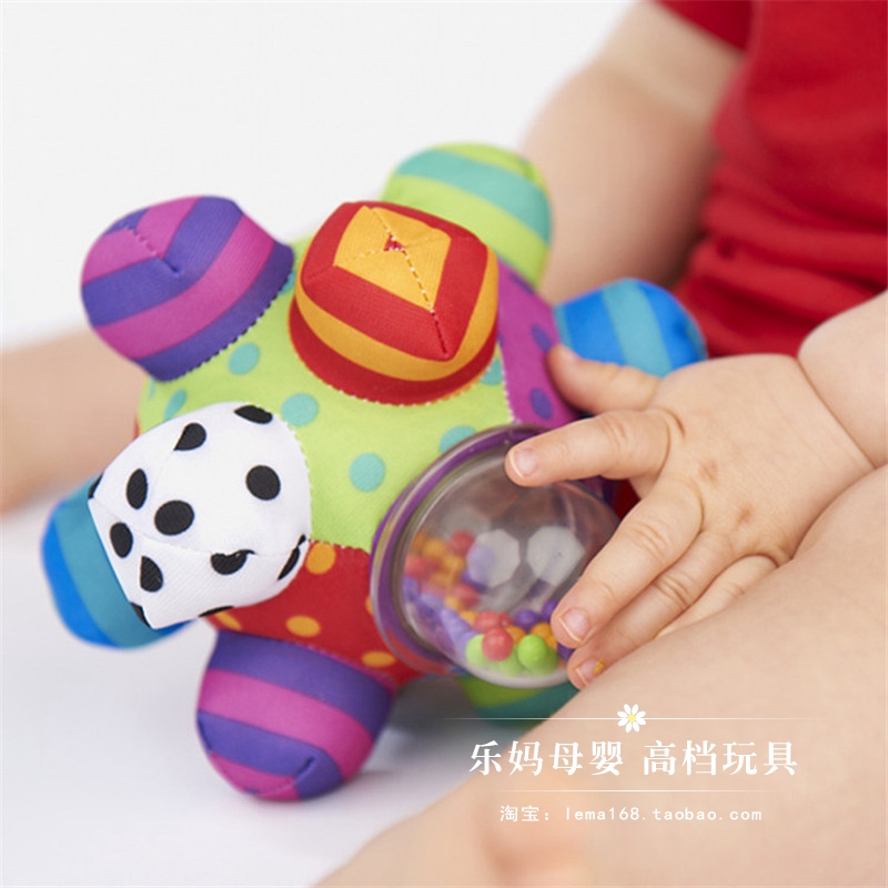 European and American baby baby bomb player grabbing Bell ball multi-functional tactile sensory three-dimensional rattle cloth ball hand grabbing ball