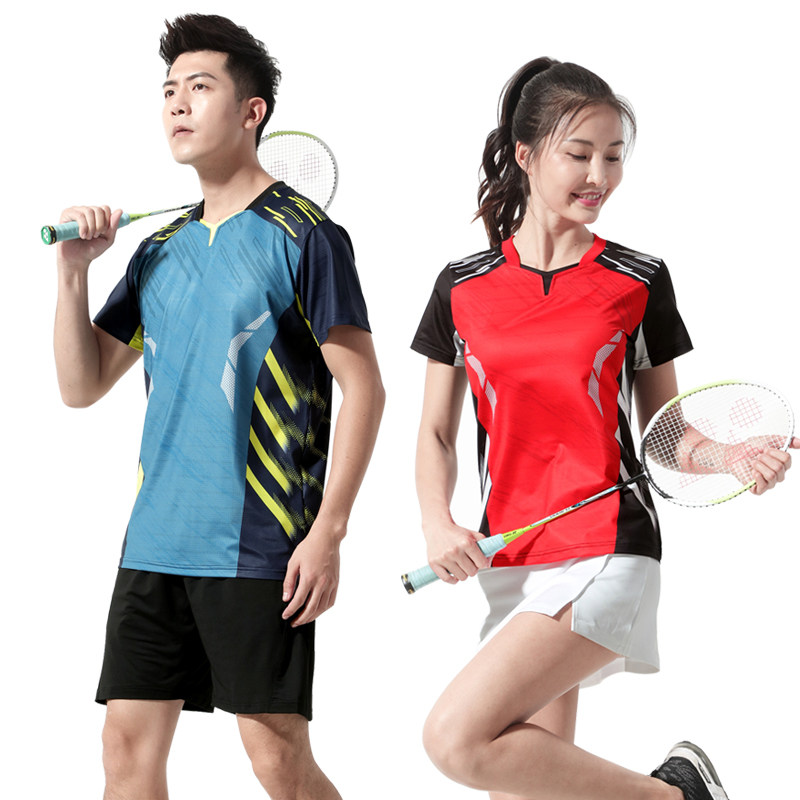 Lady Badminton suit Men's short sleeve sweatshirt big size Breathable Speed Dry Tennis tennis Tennis Jersey Training Customised