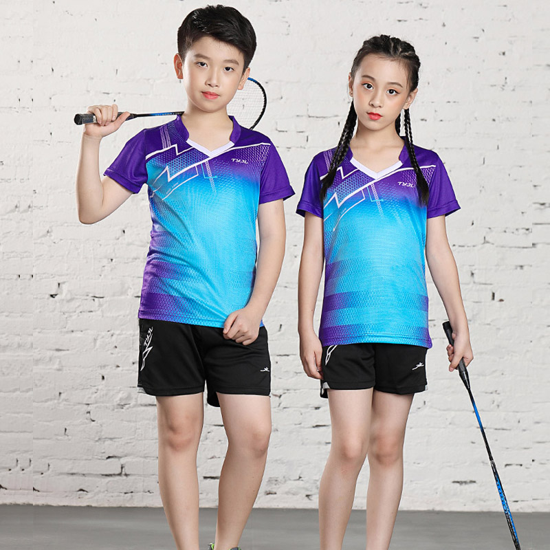 Children Badminton Suit Quick Dry Boy Short Sleeve Ping Pong Training Suit Girls Elementary School Children Sports Clothing Breathable