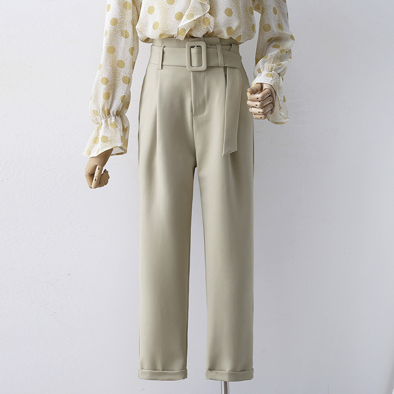 Erase Tea Color Western Dress Pants Woman 2022 Chunqiu OL loose casual 90% Harun Western pants High waist small footed Roof pants