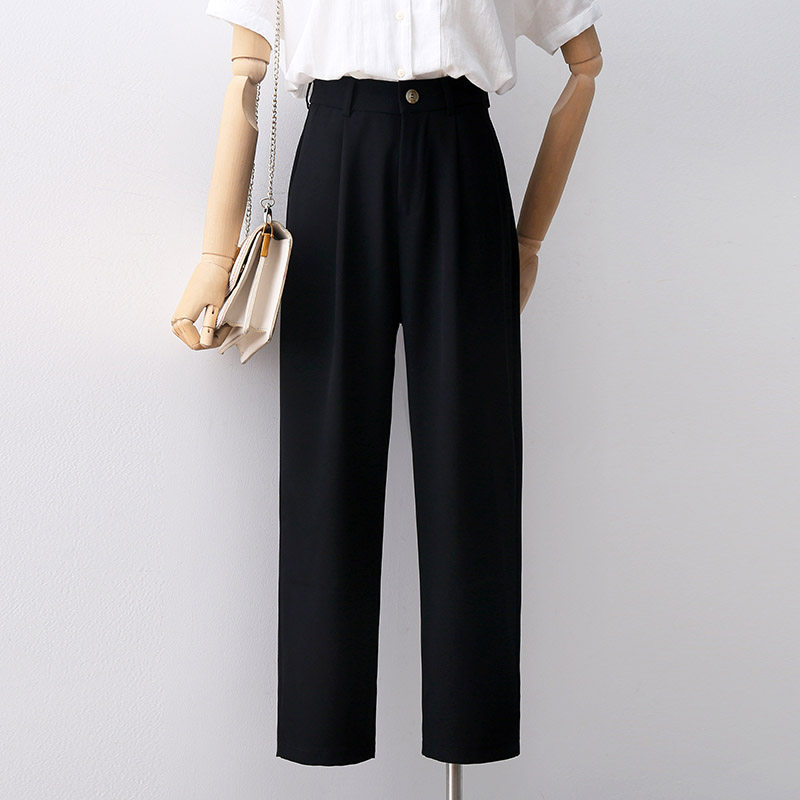 Pants women's 2021 spring and autumn new thin casual trousers Korean version loose thin high waist hanging nine-point straight pants