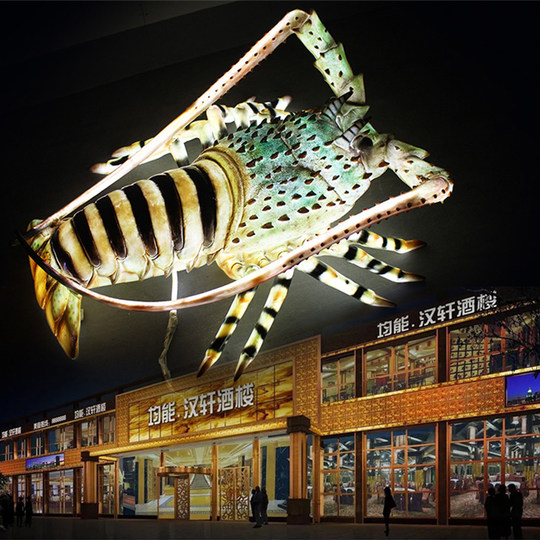 Leuchtende Krebse aus Fiberglas für den Außenbereich, großes Ornament, Meeresfrüchte-Restaurant-Skulptur, Essensstand-Schild, Tür, dekorativer Leuchtkasten