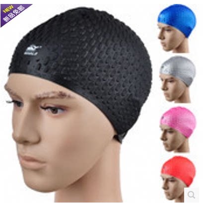 Light gray super soft pure water droplets large particles non-slip swimming cap men's and women's waterproof swimming cap silicone black