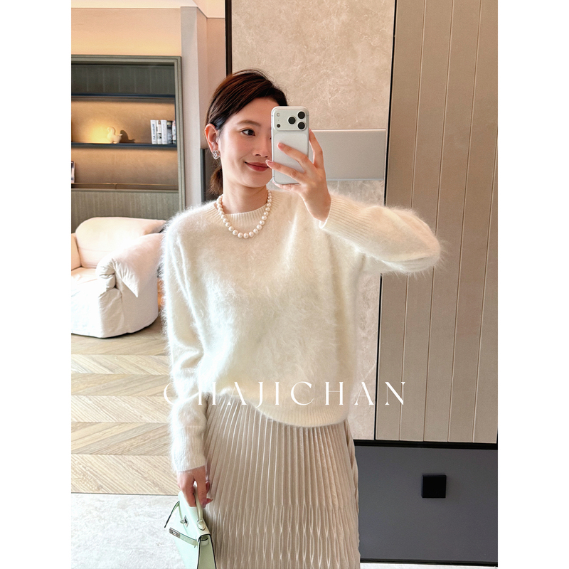 Dusk Time Soft Luxury 100% Cashmere Brushed Minimalist Crew Neck Solid Color Casual Versatile Elegant Sweater