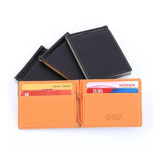 Ультратонкий бумажник, мужской короткий кошелек, зажим для денег, универсальный золотой зажим