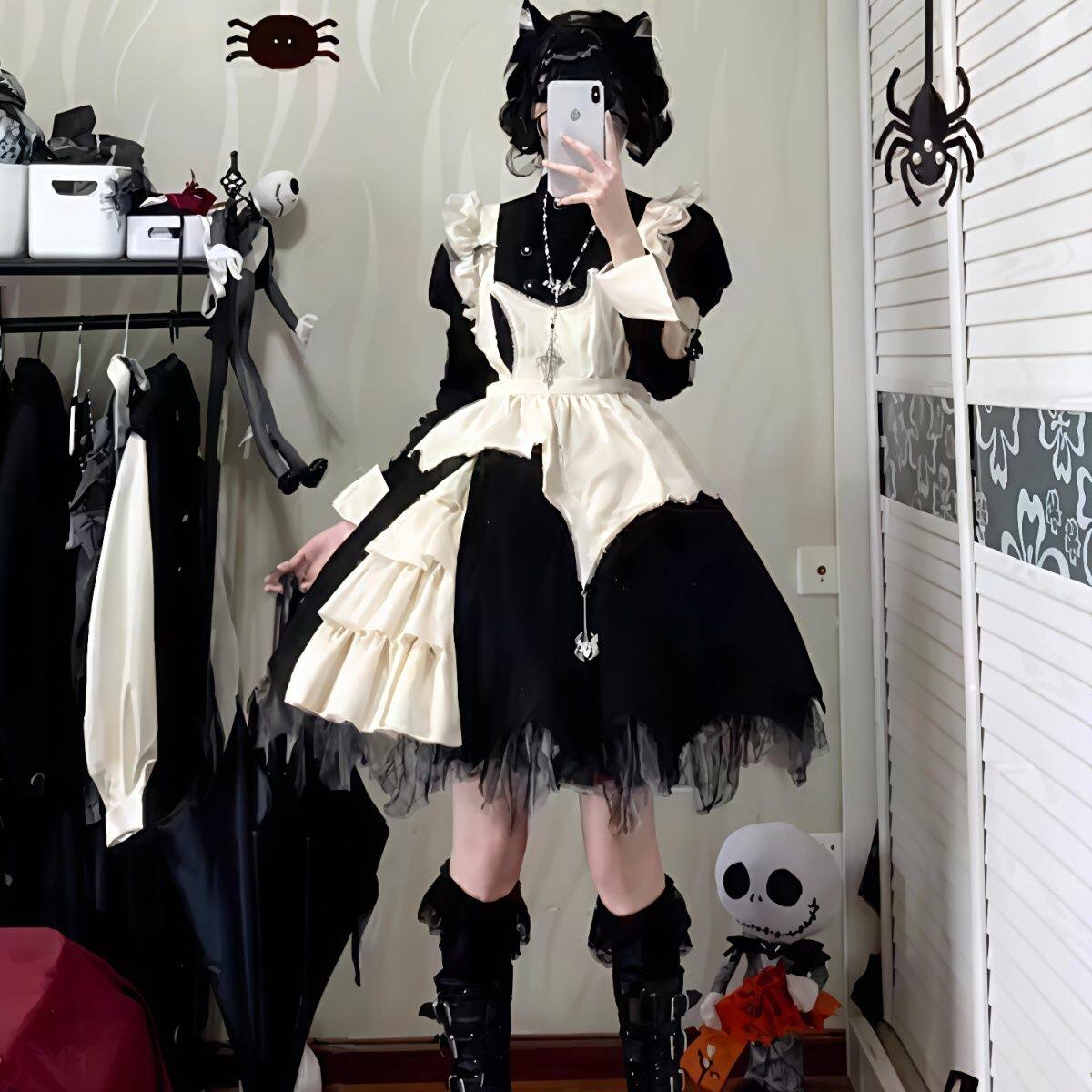 2026 The new Halloween cos Maid Dress Diablo system Lolita Lolita puff sleeve Pengpeng Dress