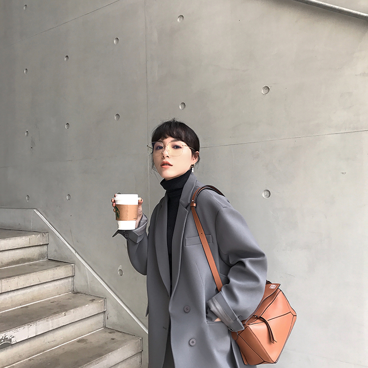 TACO 2018 thu đông phong cách mới chic blogger gió thả vai oversize áo khoác lửng nữ thời trang u40