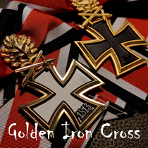 Hard paint Eastern Front replica gold RK German Knight Iron Cross Knight Badge Oak Leaf Neck Ribbon Riding Iron