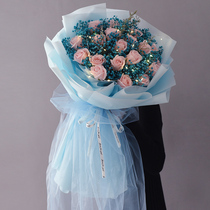Gypsophila oversized dry bouquet red and blue roses light luxury flowers to send girlfriends birthday Valentines Day gifts