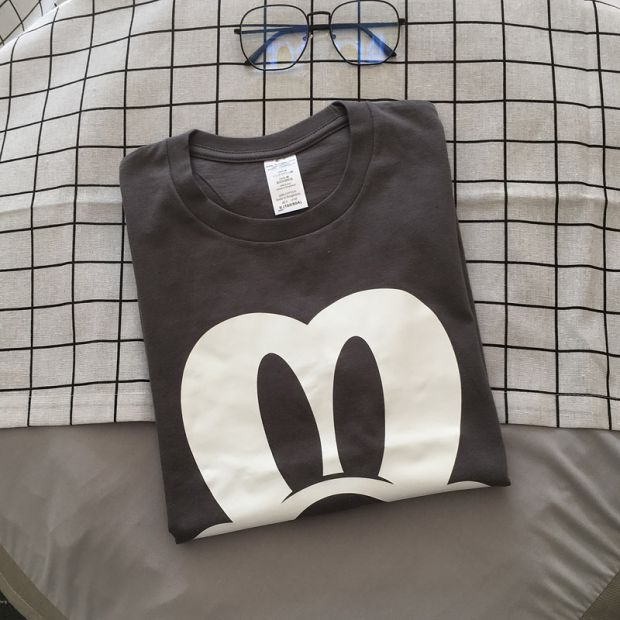 Châu Âu và Hoa Kỳ đường phố mùa hè phim hoạt hình mới Mickey Mouse in cổ tròn áo thun nam và nữ cặp đôi sinh viên tay ngắn áo phông nam hàng hiệu