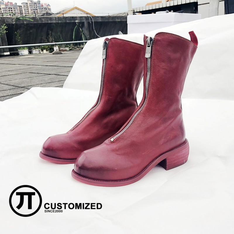 guidi short boots women's leather PL2 front zipper mid-tube women's boots ma horse leather Martin boots mid-heel plus velvet