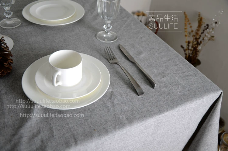 Đơn giản hiện đại màu rắn Nhật Bản ánh sáng màu xám vừa màu xám dệt vải lanh vải lanh vải bàn cà phê vải bàn vải bàn vải - Khăn trải bàn
