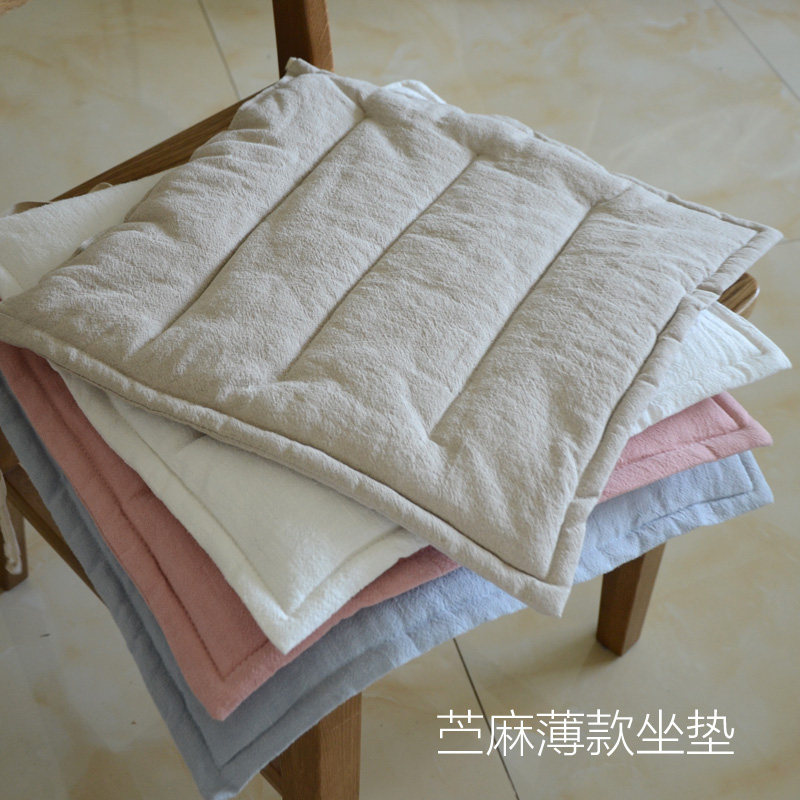 Thin Section Brief Pure Color Breathable White Cotton Linen Office Car Cushion Dining Chair Cushion Seat Cushion Anti Slip Custom