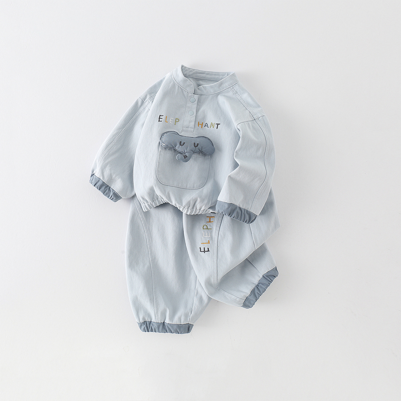 Baby Boy Autumn Outfit Set, Two-Piece Cotton Clothing for Toddlers, Early Autumn Wear for One-Year-Old Children