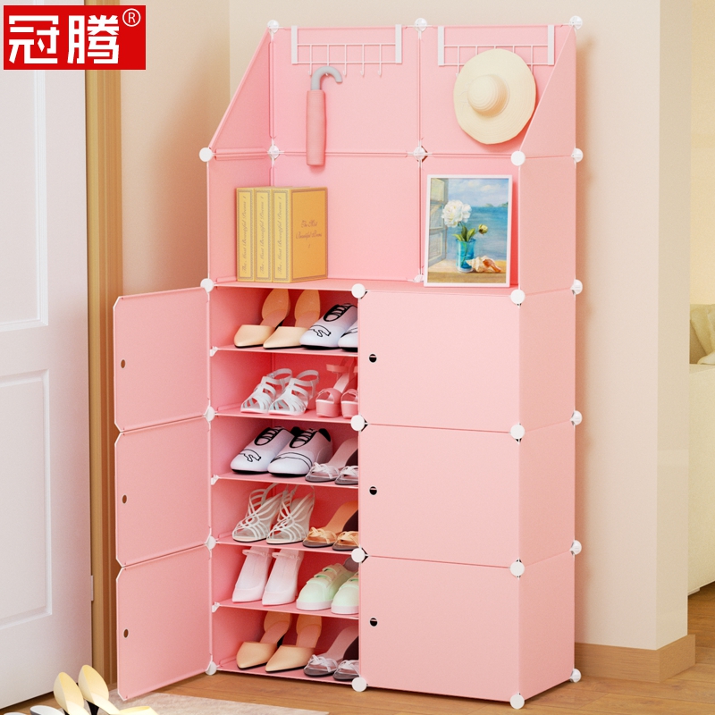 Simple Shoe Shelf Girl Hearts Indoor Cute Pink Dorm Room Dorm Room College Students Economy Type Province Space Small Shoe Cabinet