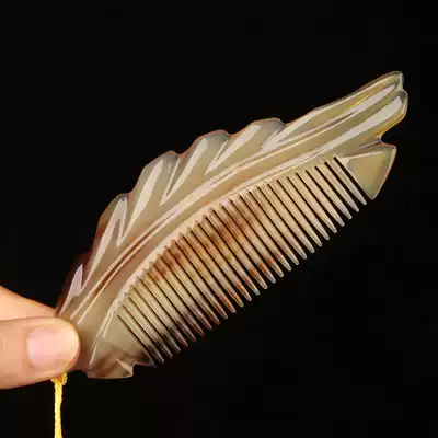 Natural yak horn comb handmade household small Tibetan massage comb Custom lettering girls ' day gift