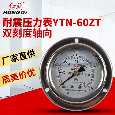 Factory Direct Red Flag instrument seismic seismic pressure gauge axial with front YTN-60ZT oil pressure gauge