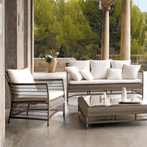 Nordic Outdoor Rattan Sofa Combined Living-room Rattan Furniture Outdoor Open-air Balcony Casual Rattan Chair Quality Vine