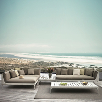 Nordic Outdoor Rattan Sofa Combined Balcony Waterproof Sunscreen Casual Vines Chair Tea Table Outdoor Patio Rattan Furniture