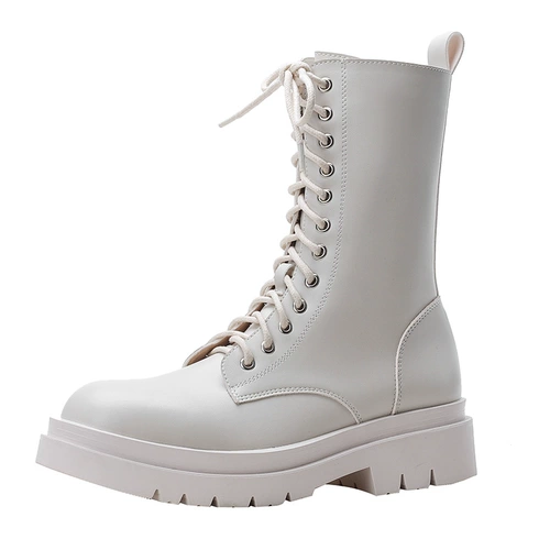 Martens, белые короткие сапоги, утепленные универсальные ботинки в английском стиле на платформе, коллекция 2023, в британском стиле, средней длины