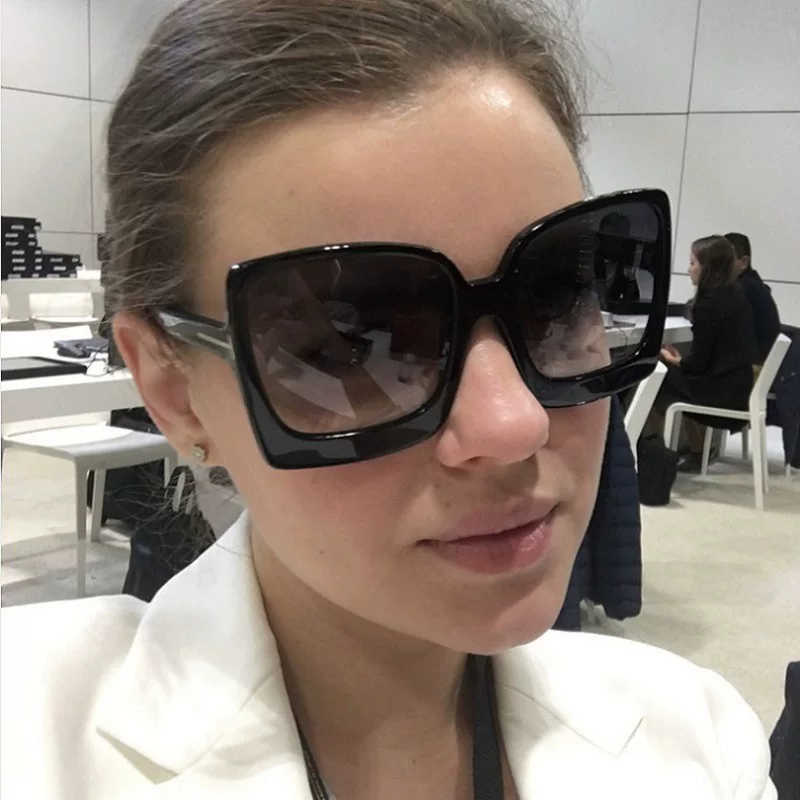 Новые модные oversized женские очки солнцезащитные брендовый дизайн