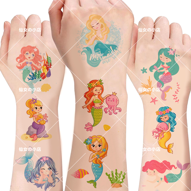 Glow-In-The-Dark Mermaid Stickers for Little Girls, Waterproof Kidsren's Tattoo Stickers, Kindergarten Rewards, Fun Washable Stickers Glow-In-The-Dark Mermaid Stickers for Little Girls, Waterproof Kidsren's Tattoo Stickers, Kindergarten Rewards, Fun Washable Stickers