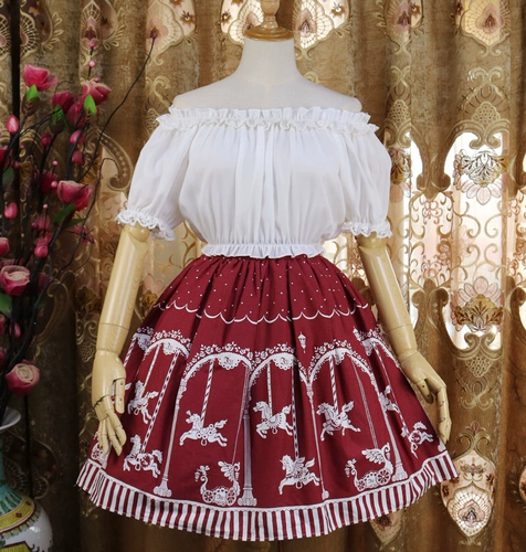 Оригинальная шифоновая японская рубашка, стиль Лолита, круглый воротник, открытые плечи, короткий рукав