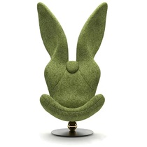 GreenRabbit设计师绿色兔子扶手椅玻璃钢网红异形休闲椅创意软装