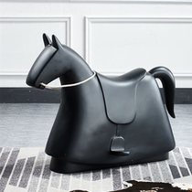 Italian designer FRP childrens rocking Trojan chair parent-child Park animal modeling outdoor creative ornaments