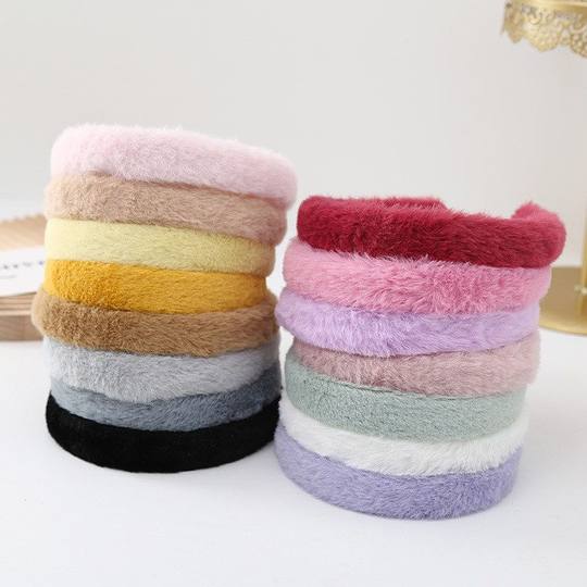 简约可爱毛绒发箍女秋冬洗脸化妆网红压发头箍高颅顶发捆发卡头饰